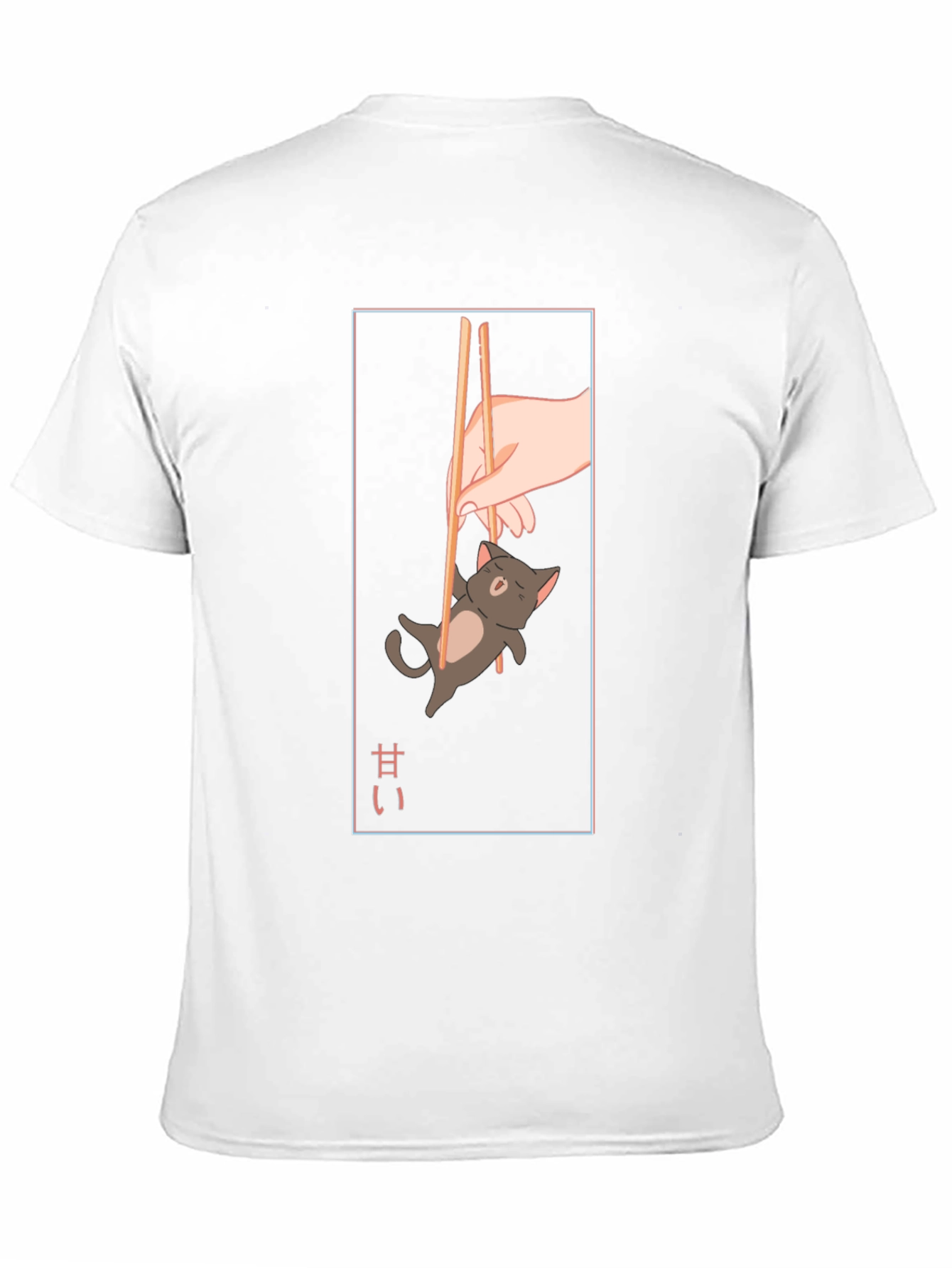 Cute Cat Chopsticks Graphic T-Shirt