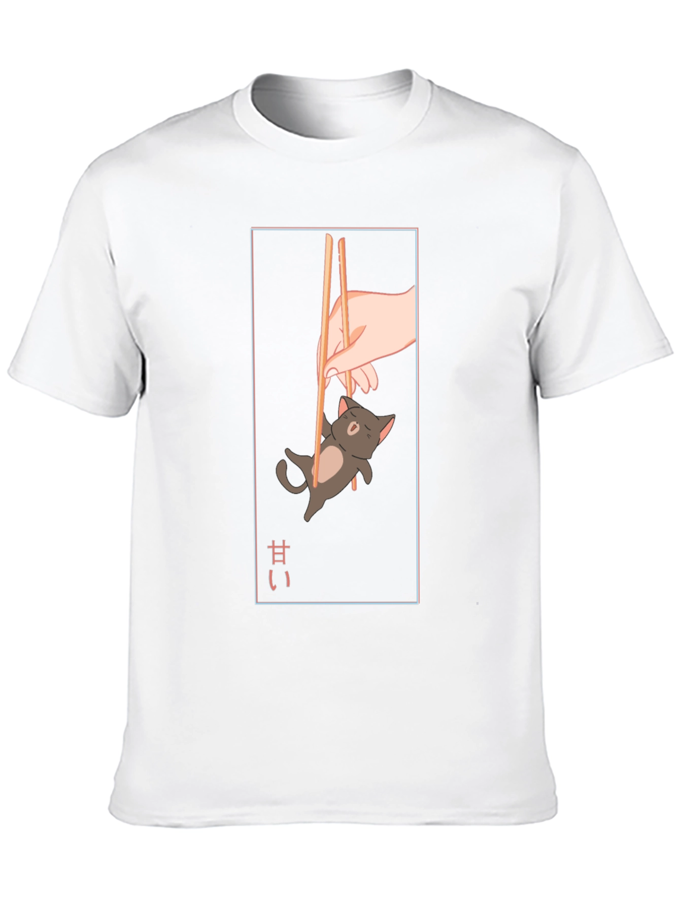 Cute Cat Chopsticks Graphic T-Shirt