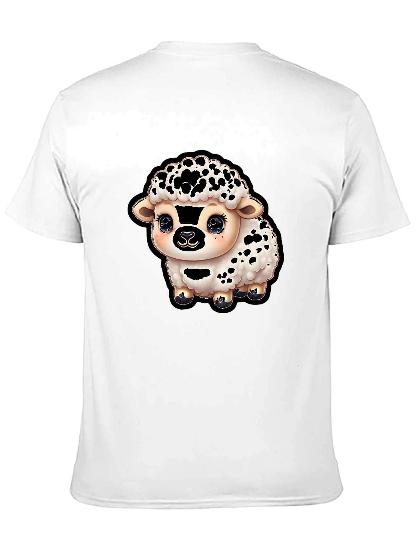Cute Sheep Graphic T-Shirt - Black Cotton Blend