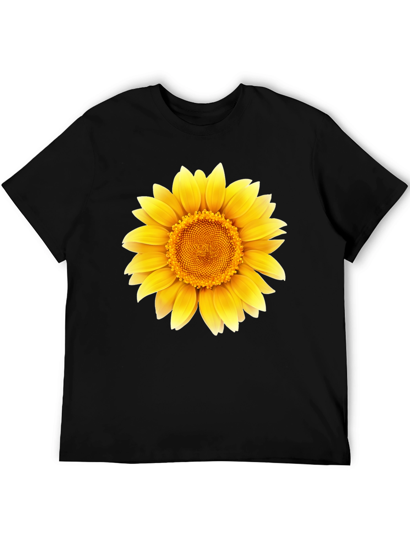 Sunflower Graphic Print T-Shirt - Casual Black Tee