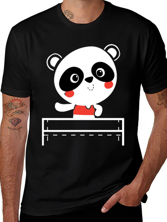 Cute Panda Hurdler Black T-Shirt