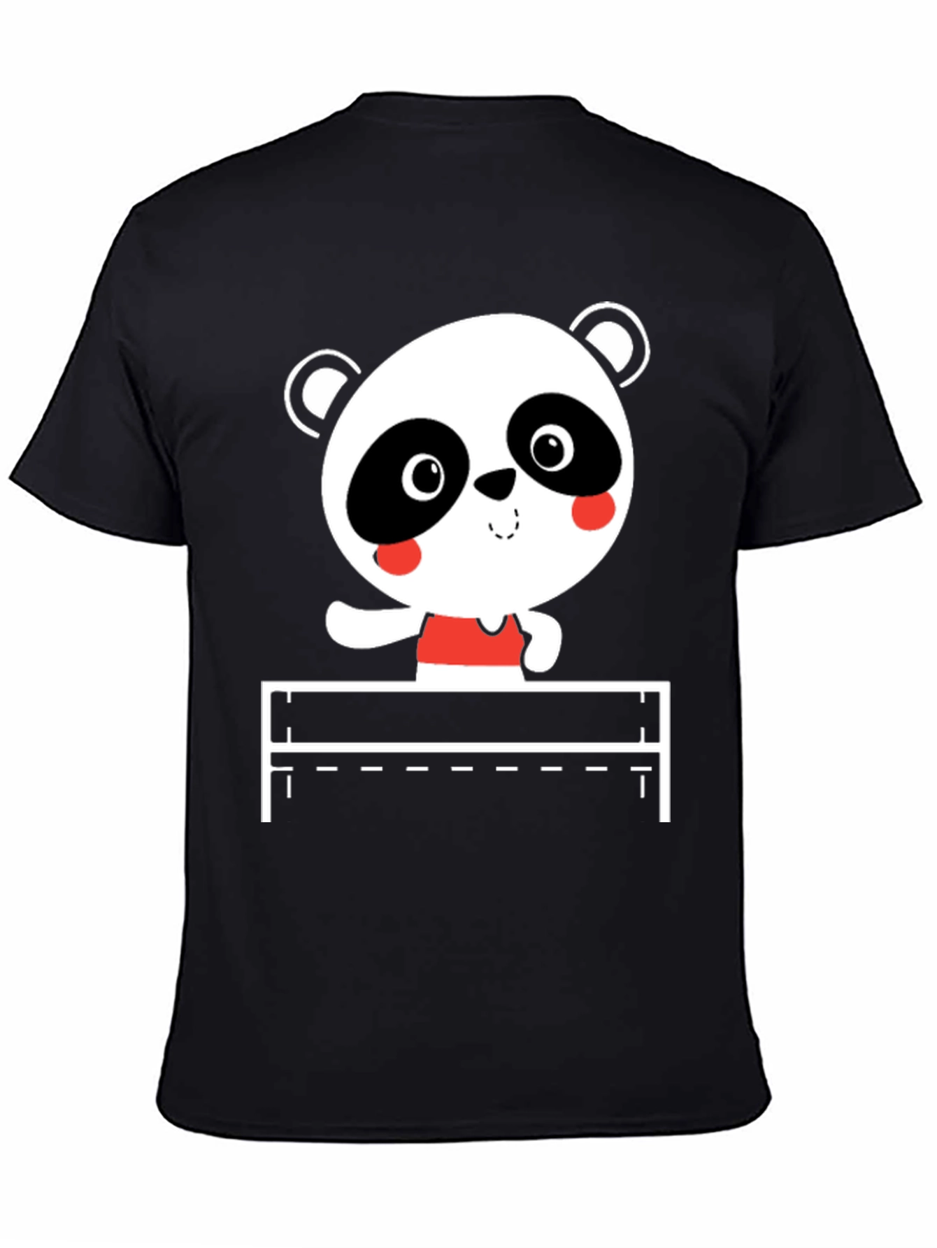 Cute Panda Hurdler Black T-Shirt