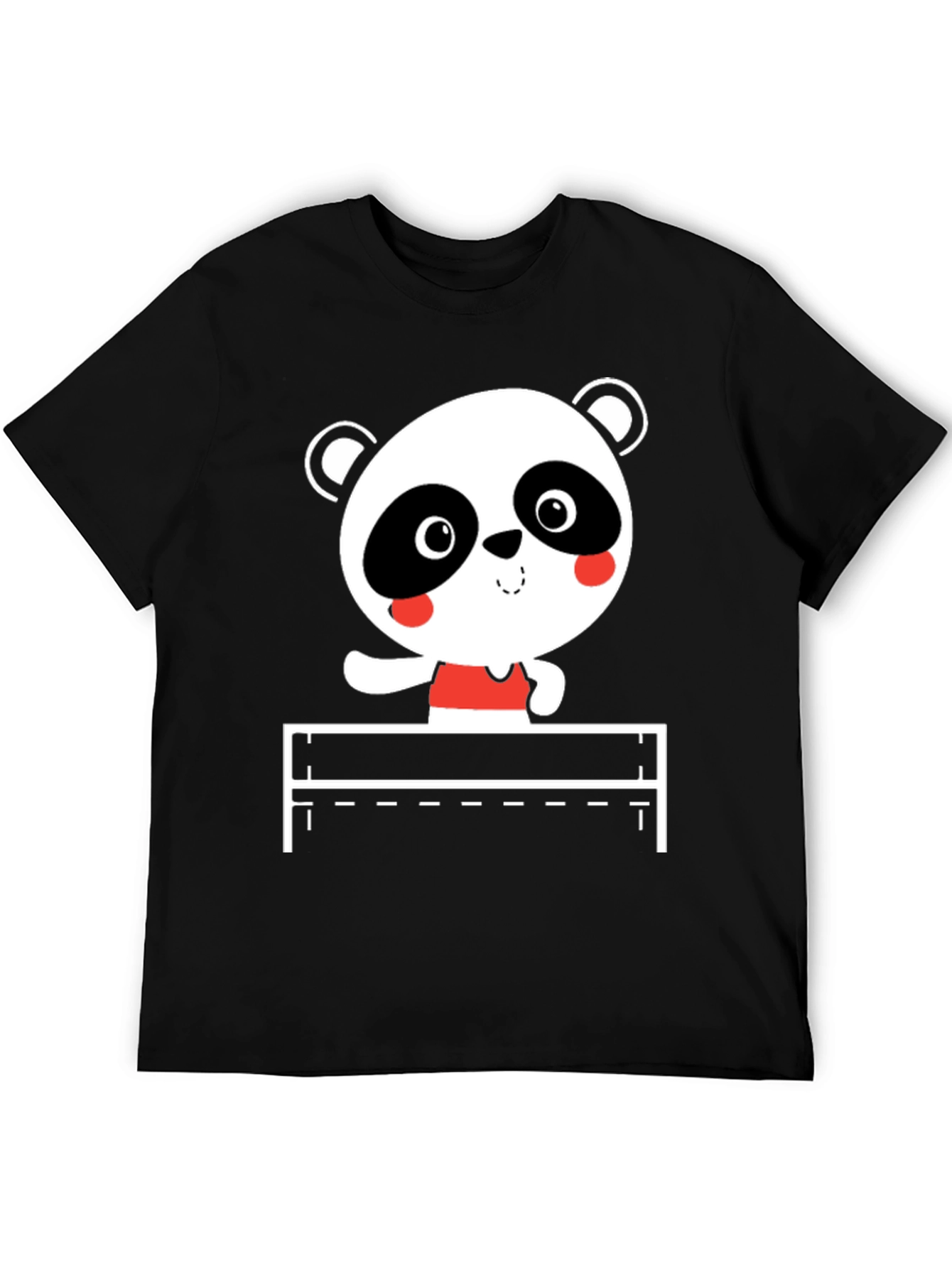Cute Panda Hurdler Black T-Shirt