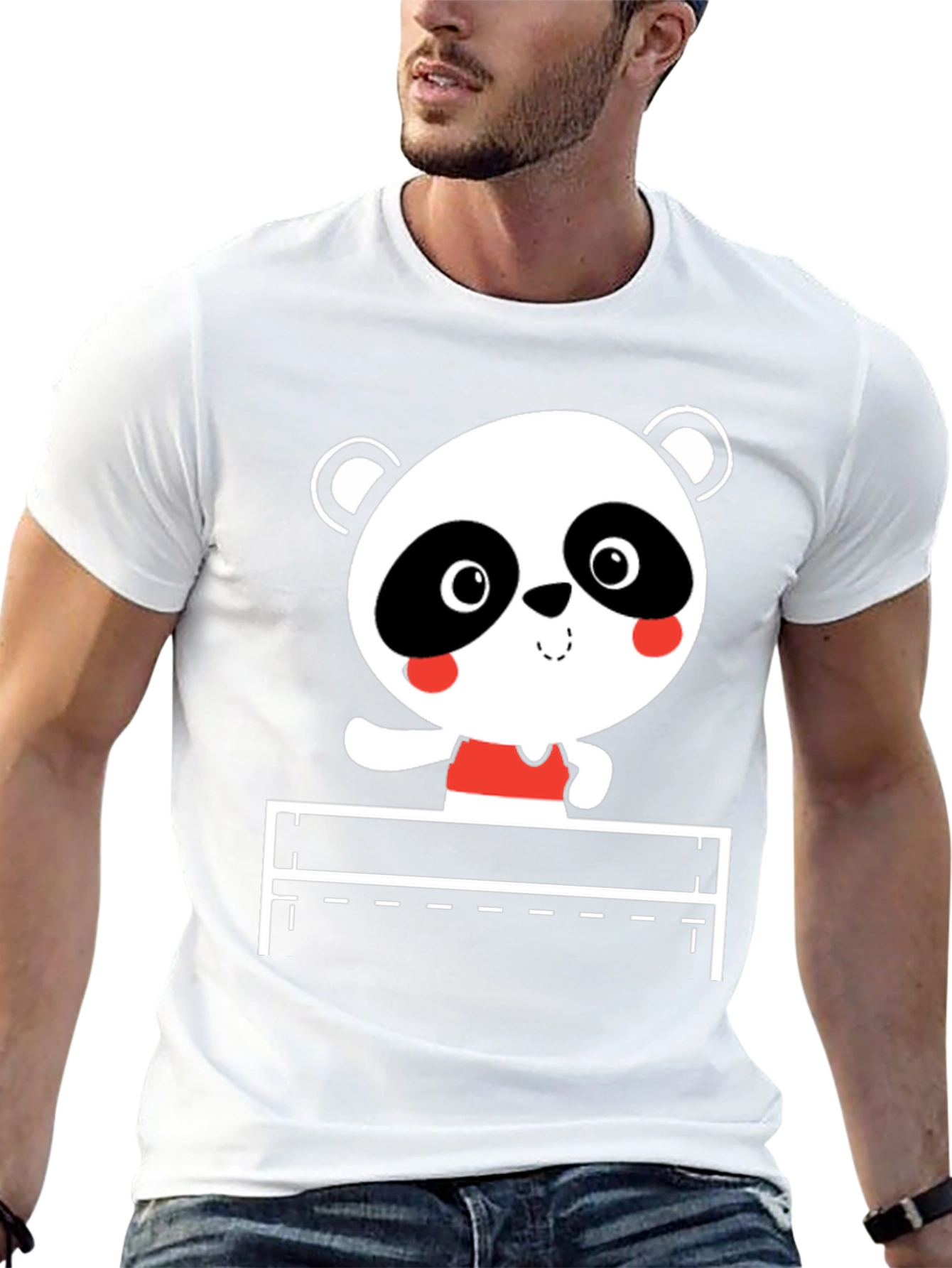 Cute Panda Hurdler Black T-Shirt