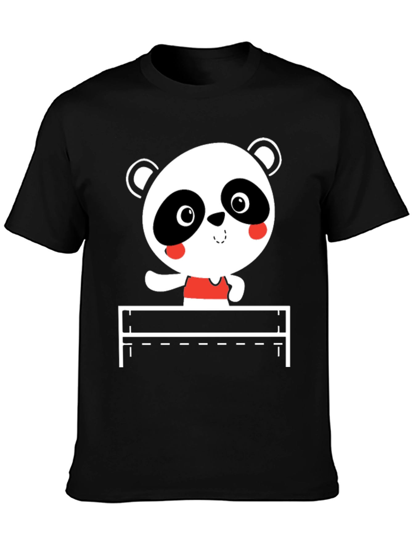 Cute Panda Hurdler Black T-Shirt