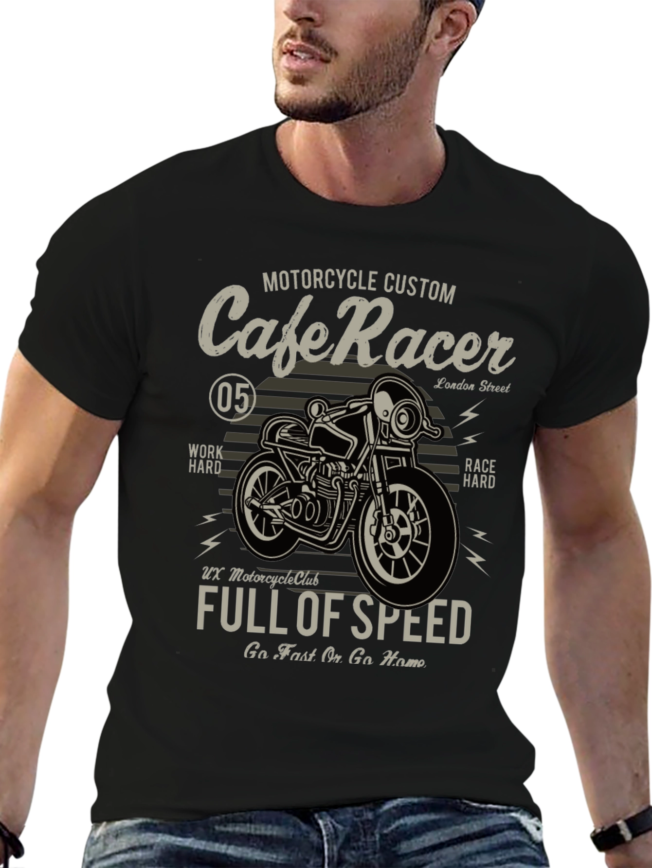 Cafe Racer Motorcycle Graphic T-Shirt