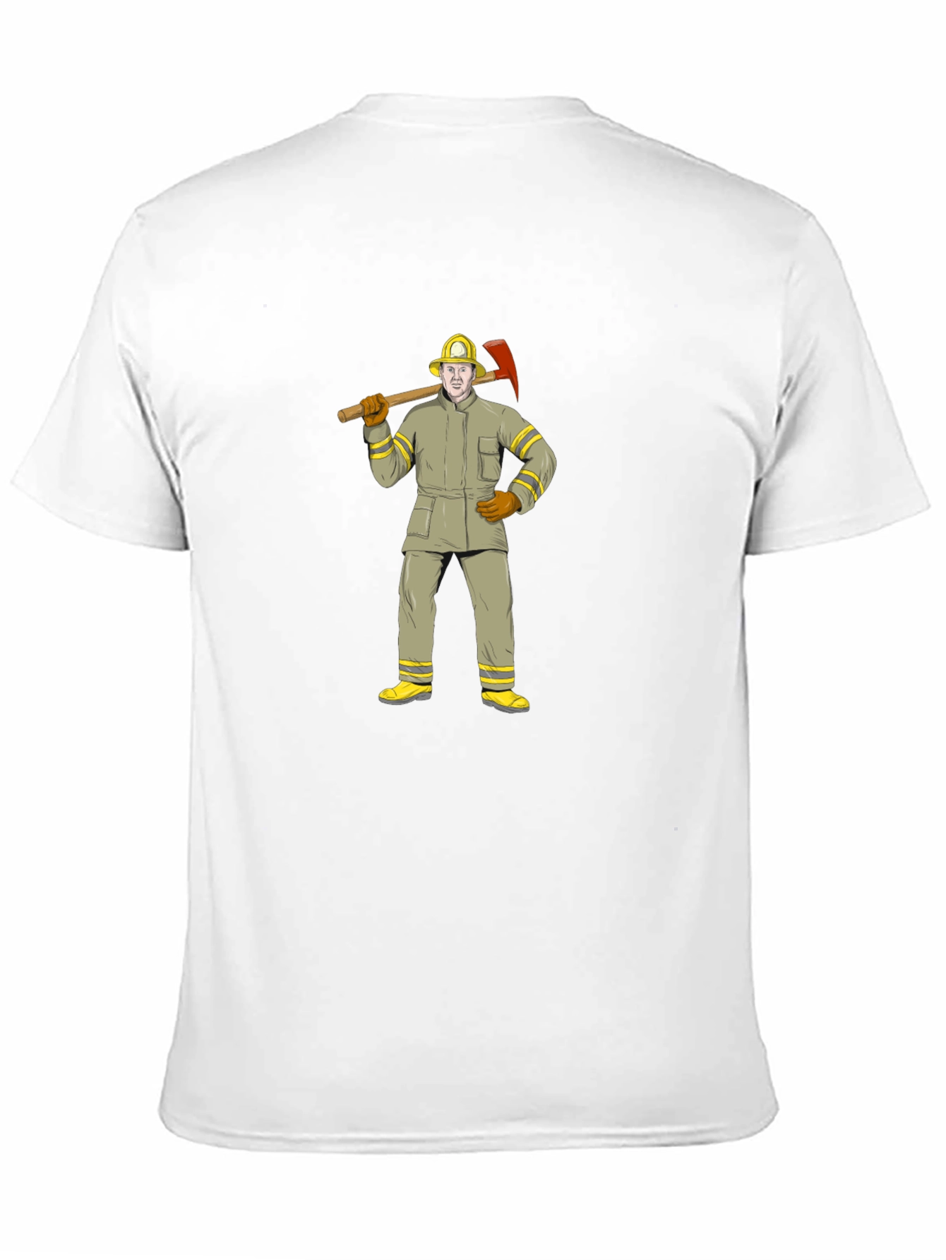 Firefighter Cartoon Graphic T-Shirt - Black