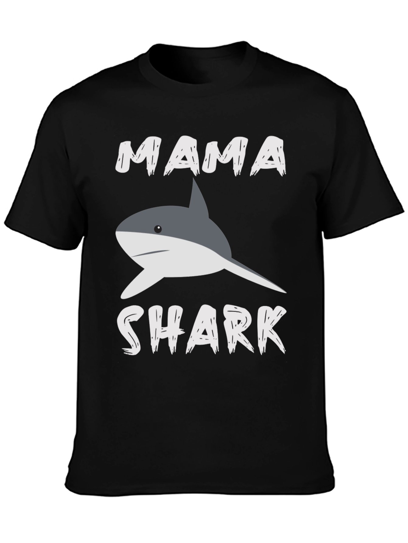 Mama Shark Graphic T-Shirt - Black Crew Neck