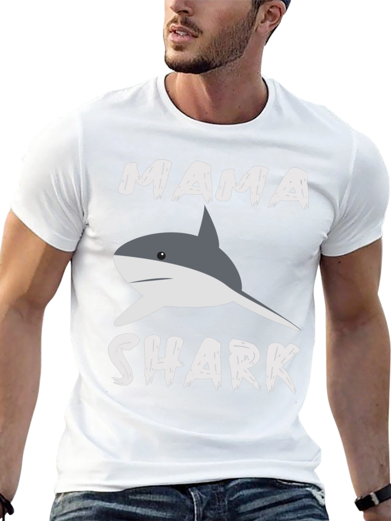 Mama Shark Graphic T-Shirt - Black Crew Neck