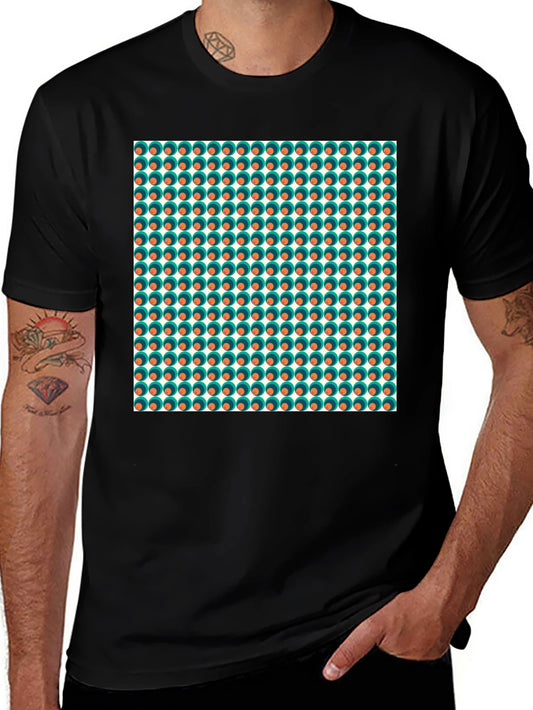 Retro Teal & Coral Dot Pattern T-Shirt