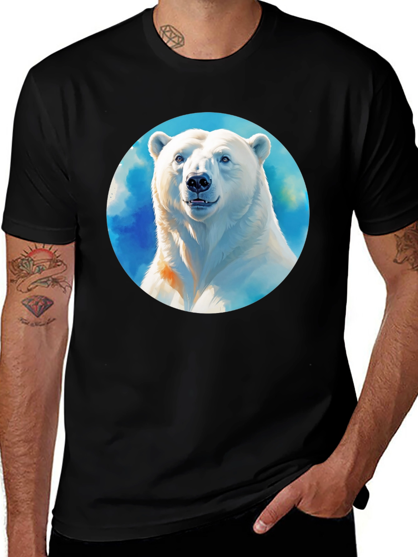 Polar Bear Graphic Tee - Mens Black T-Shirt