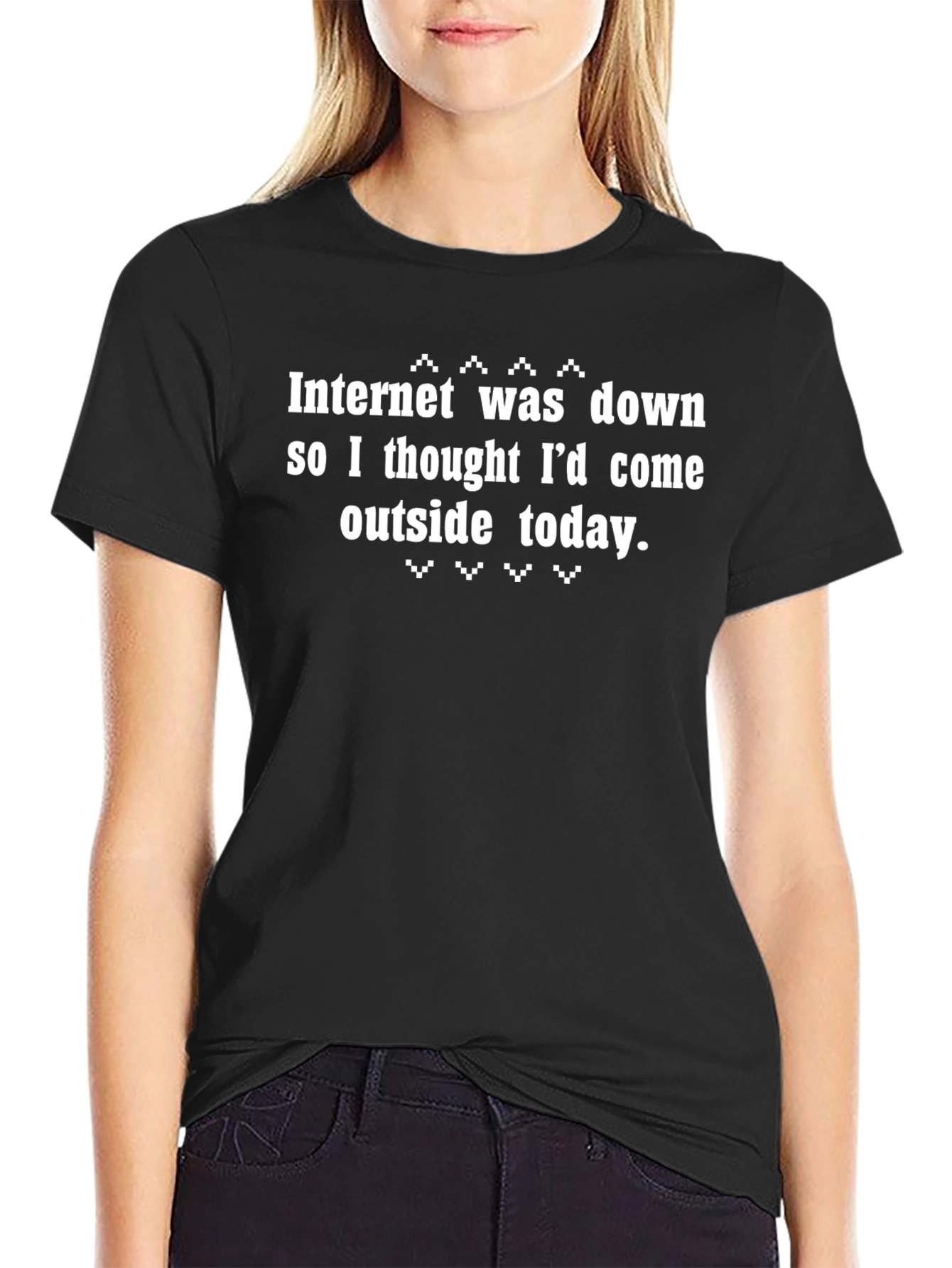 Funny Internet Down Black T-Shirt