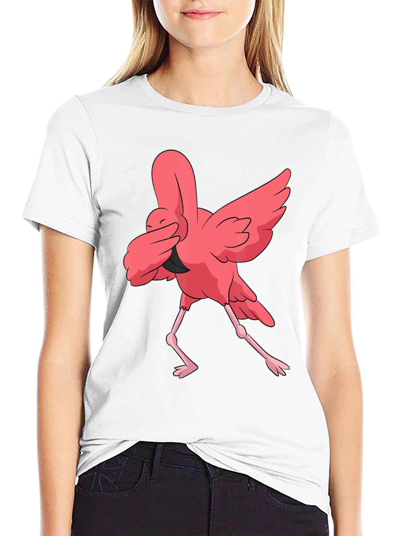 Dabbing Flamingo Graphic T-Shirt - Fun Animal Tee