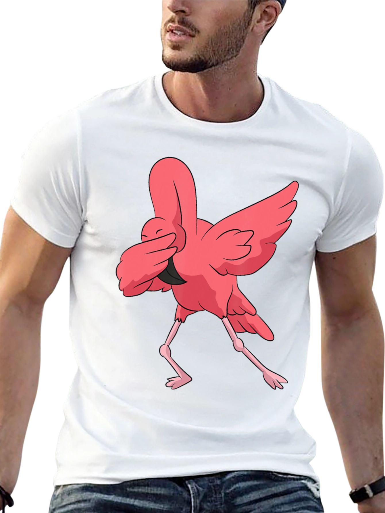 Dabbing Flamingo Graphic T-Shirt - Fun Animal Tee