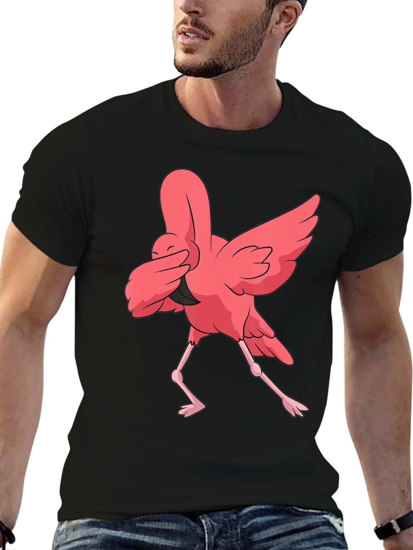 Dabbing Flamingo Graphic T-Shirt - Fun Animal Tee