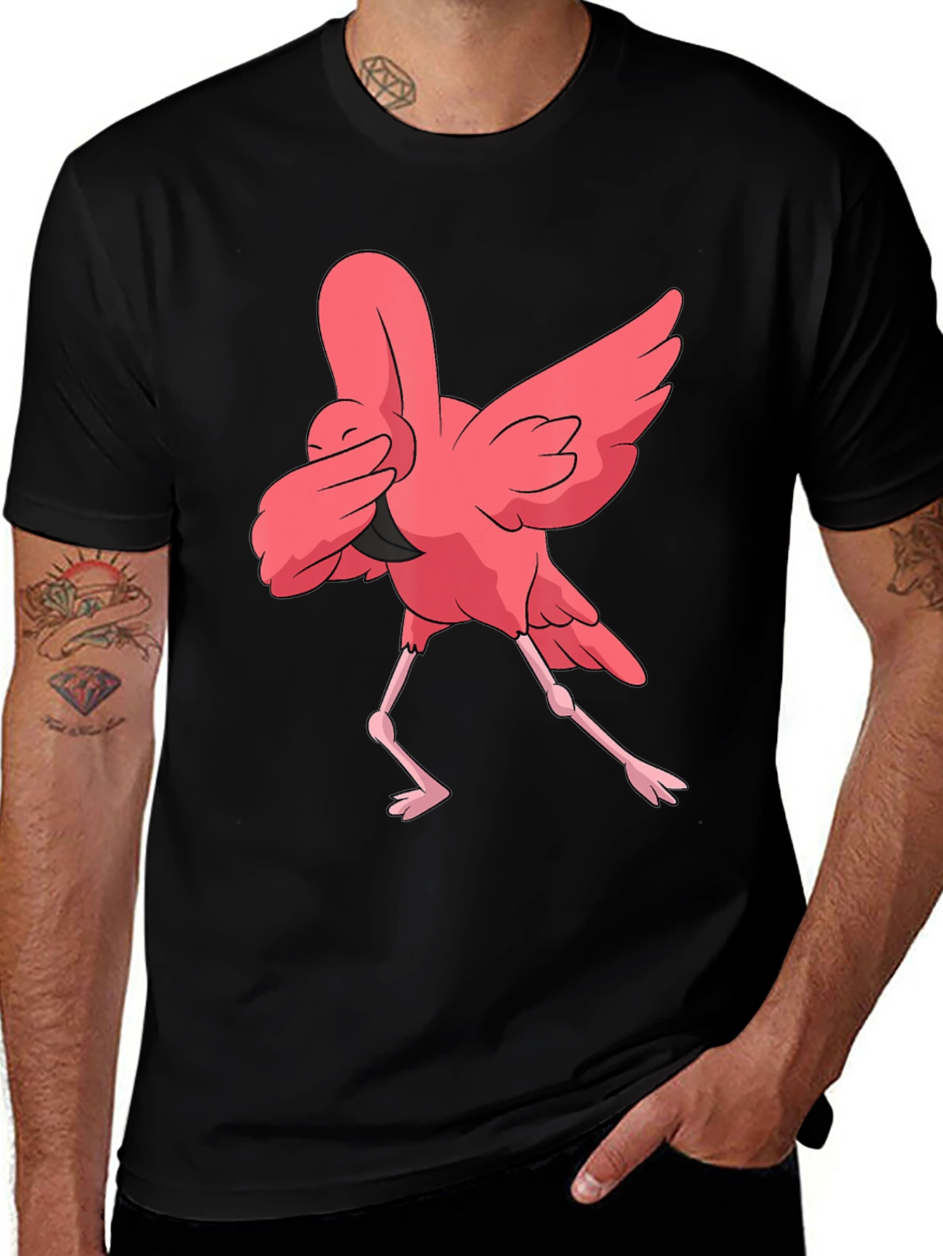 Dabbing Flamingo Graphic T-Shirt - Fun Animal Tee