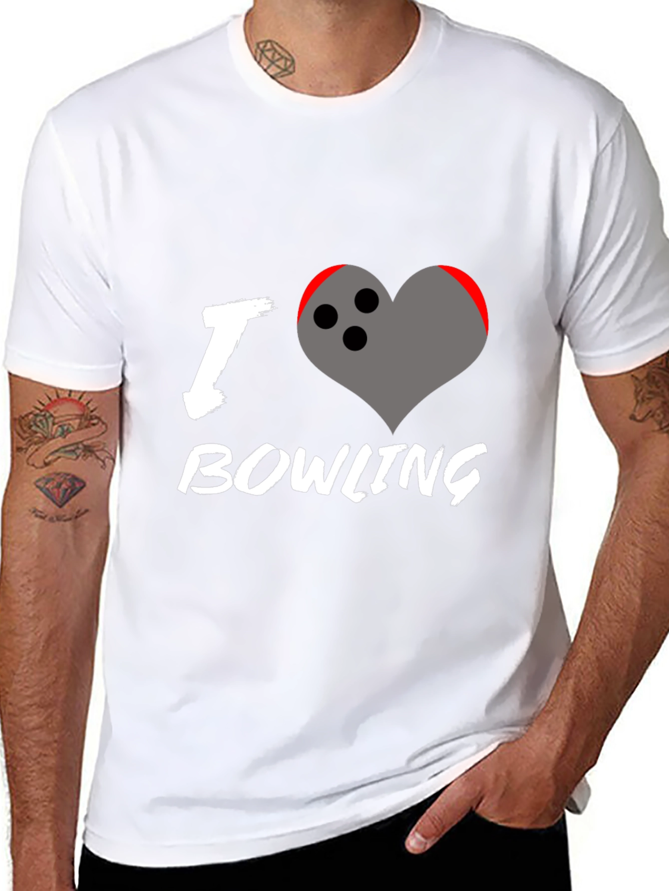 I Love Bowling T-Shirt - Heart Bowling Ball Graphic