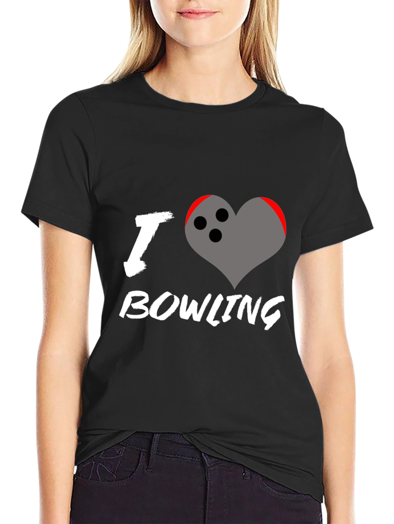I Love Bowling T-Shirt - Heart Bowling Ball Graphic