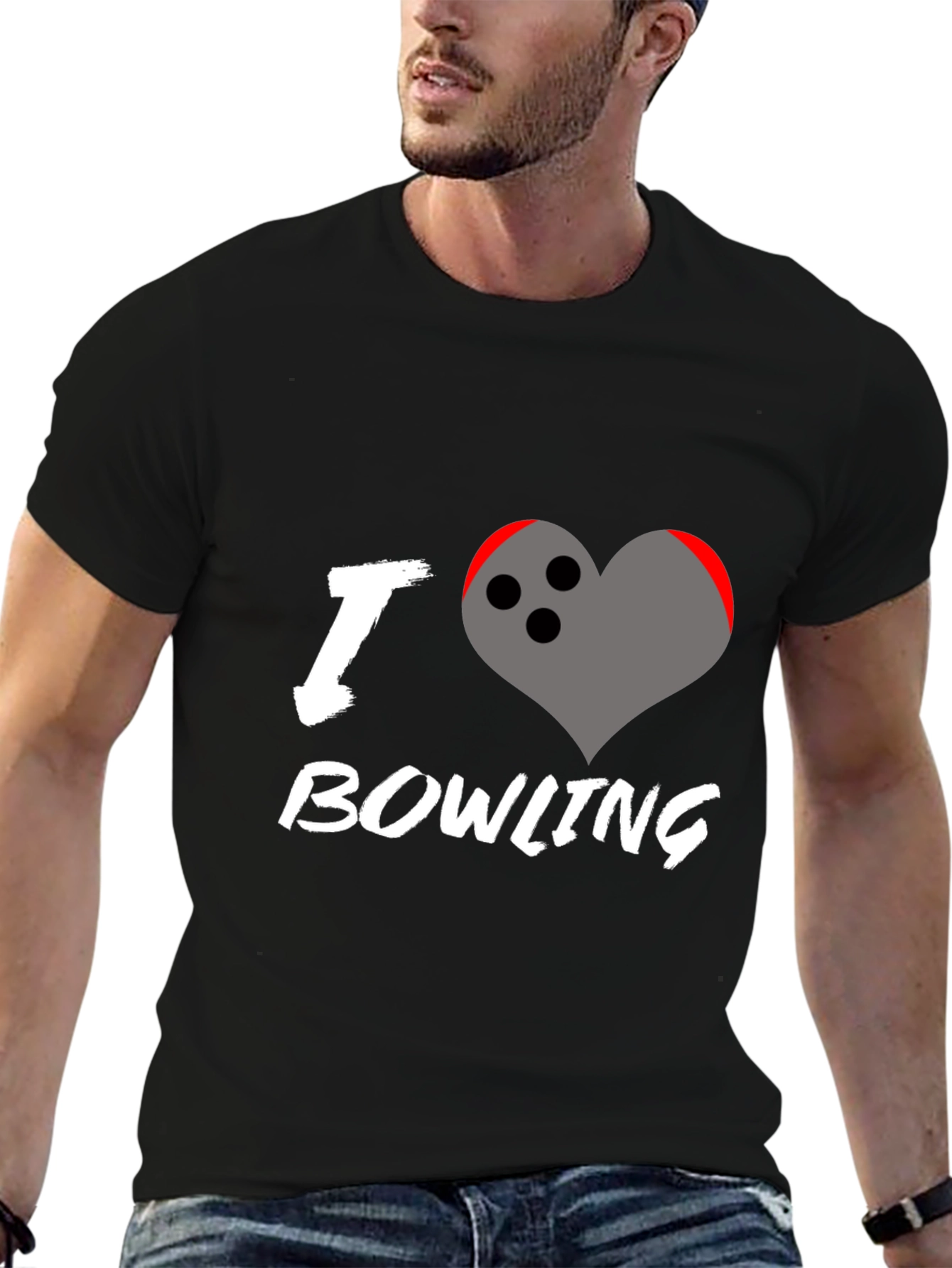 I Love Bowling T-Shirt - Heart Bowling Ball Graphic
