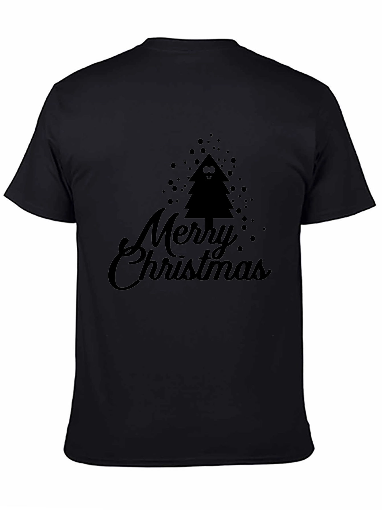 Merry Christmas Tree Graphic Black T-Shirt