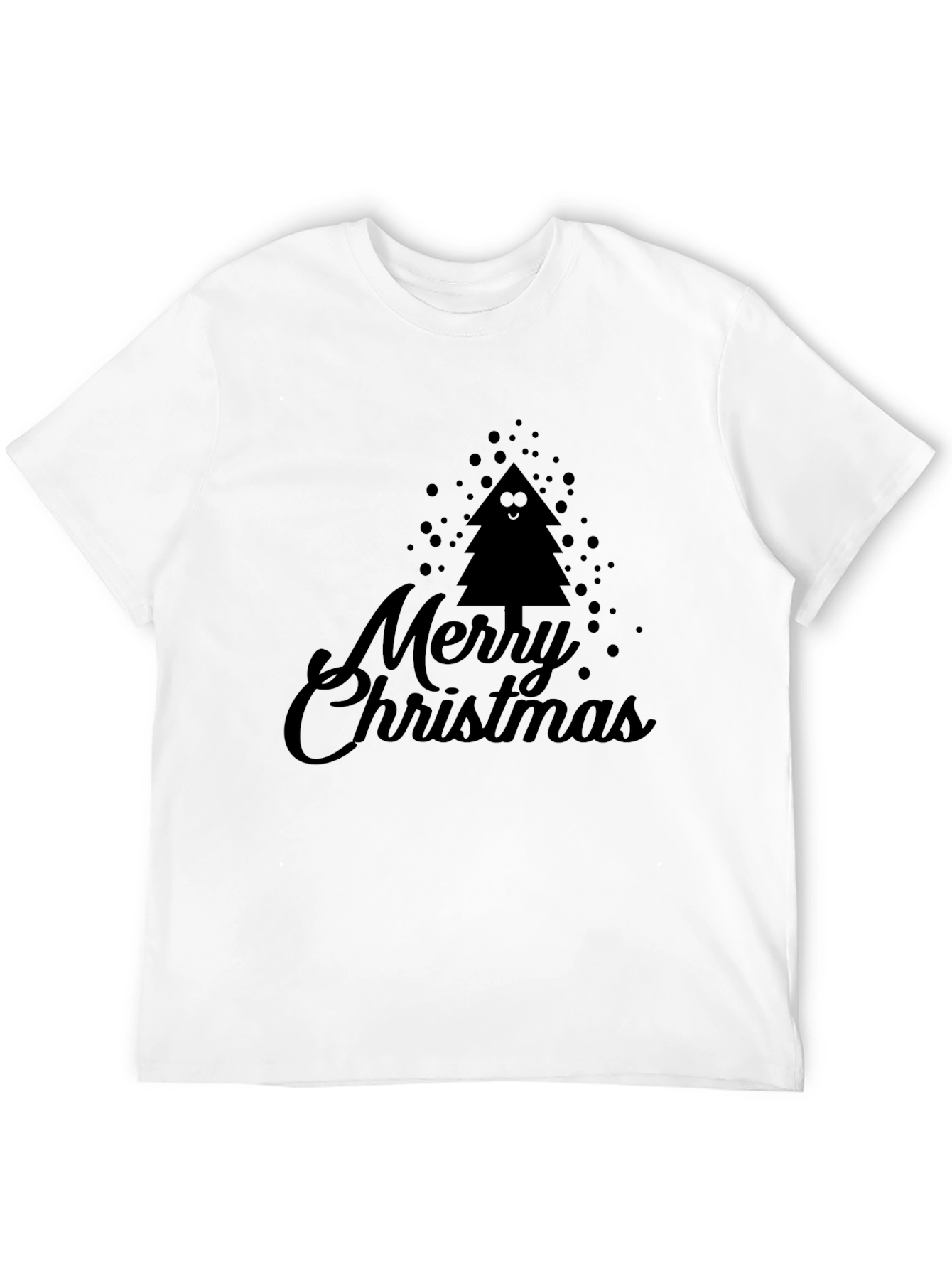 Merry Christmas Tree Graphic Black T-Shirt