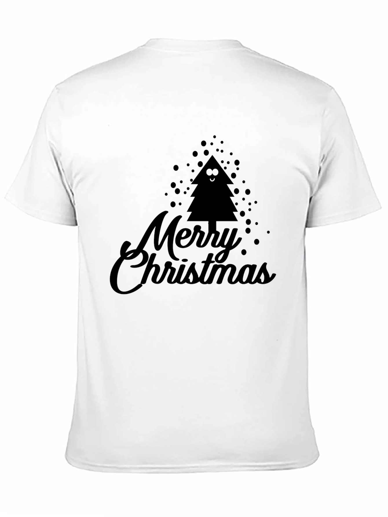 Merry Christmas Tree Graphic Black T-Shirt