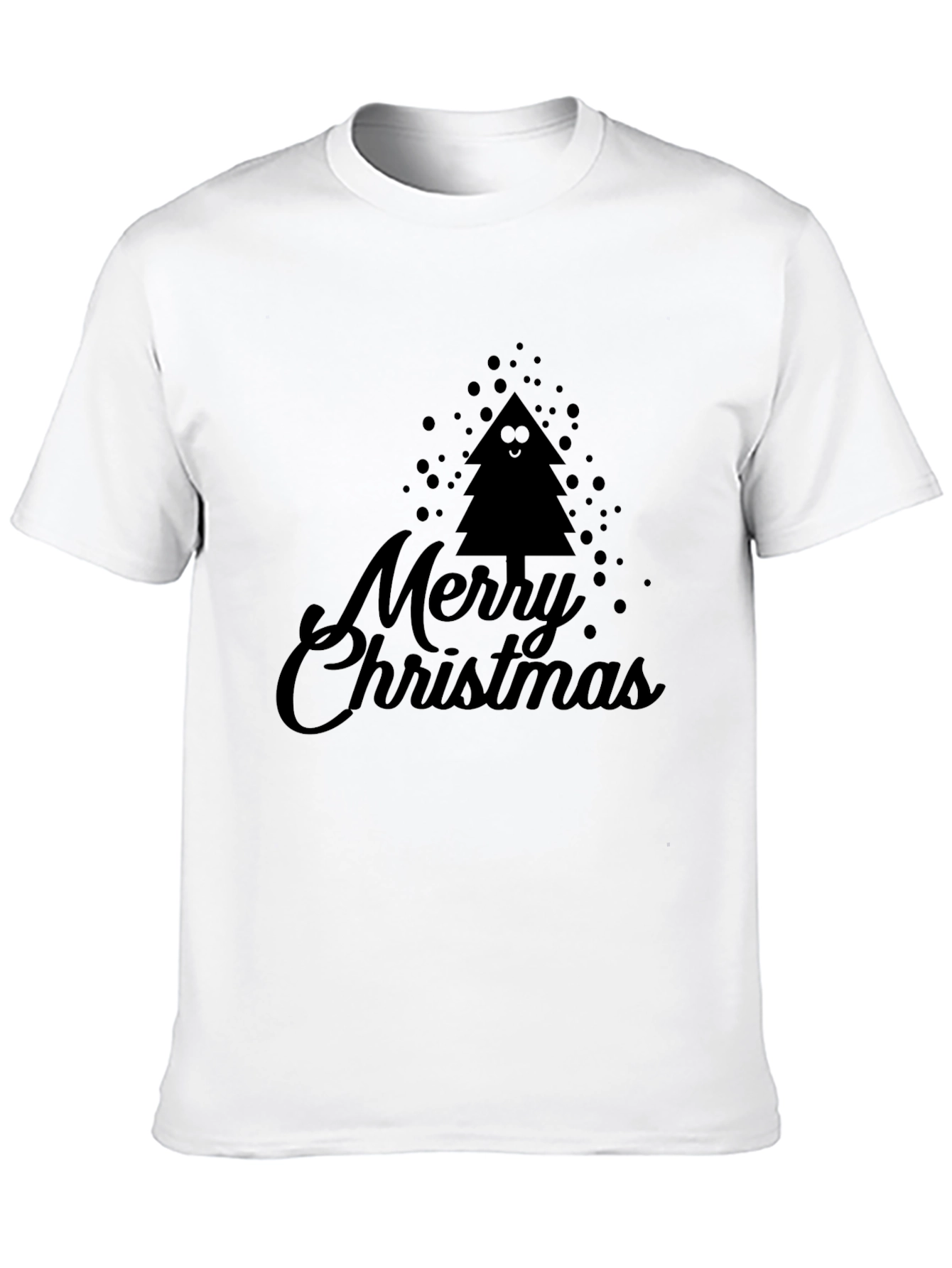 Merry Christmas Tree Graphic Black T-Shirt