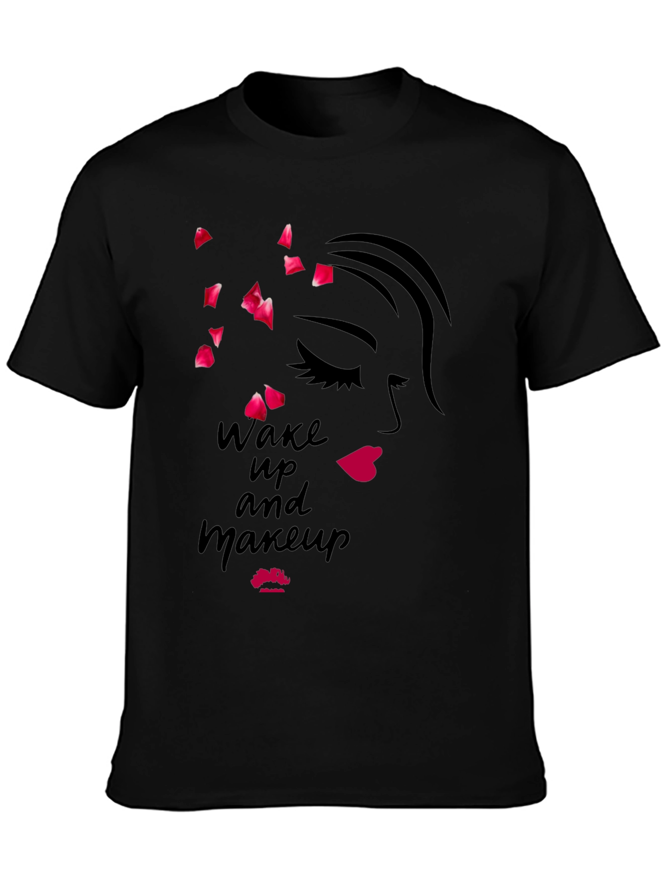 Wake Up and Makeup Black Graphic Tee