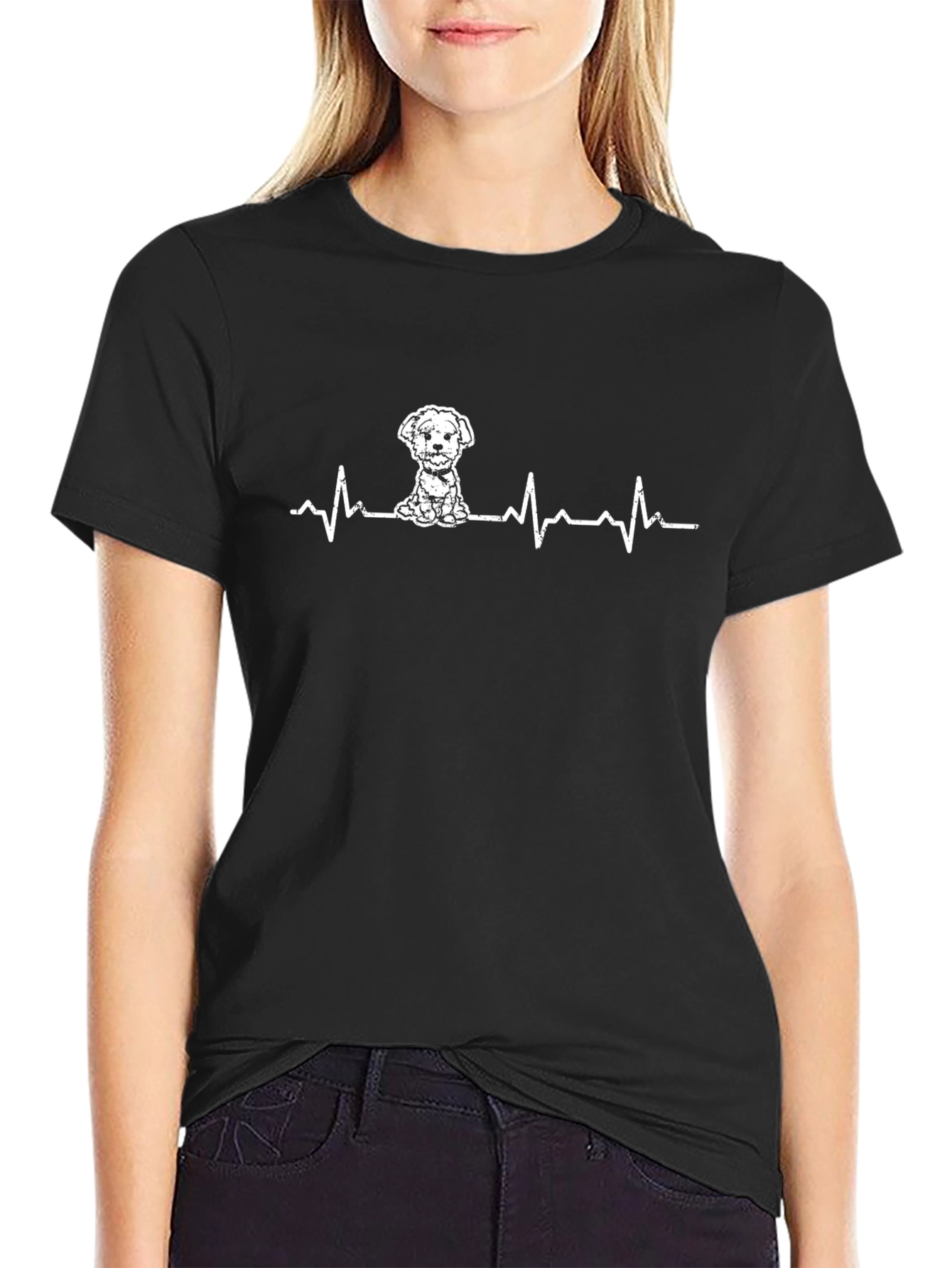 Dog Heartbeat T-Shirt - Black Cotton Tee