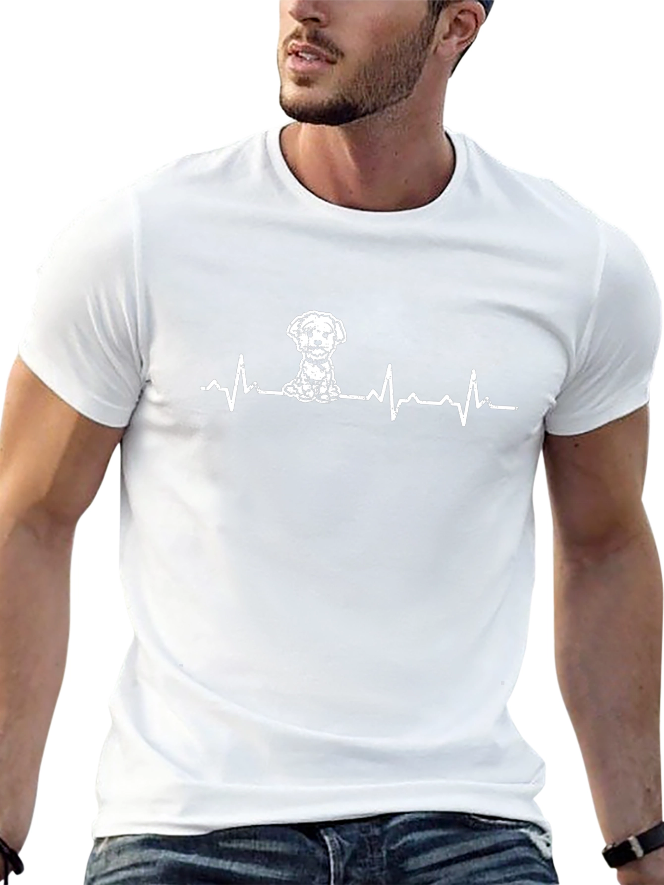Dog Heartbeat T-Shirt - Black Cotton Tee