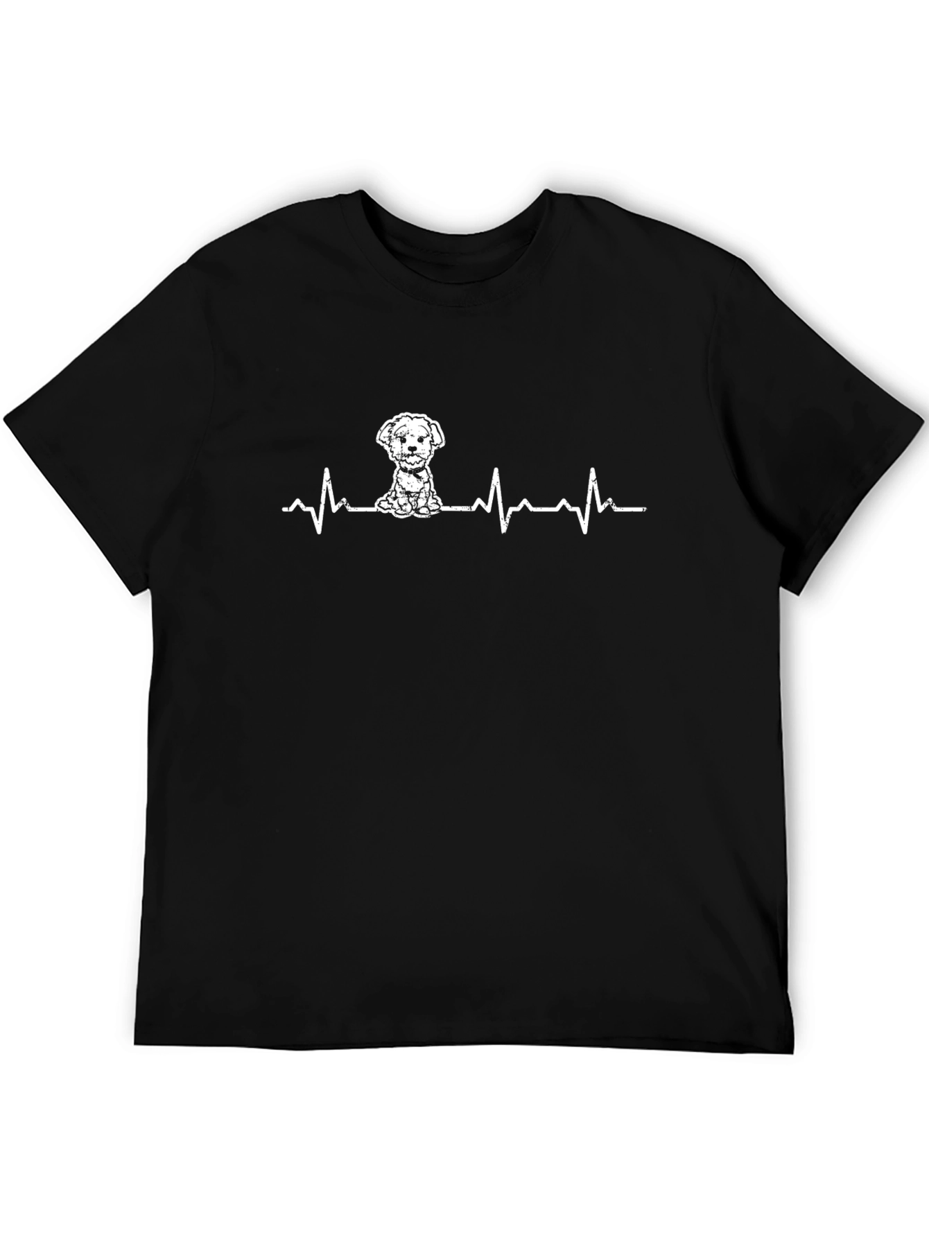 Dog Heartbeat T-Shirt - Black Cotton Tee
