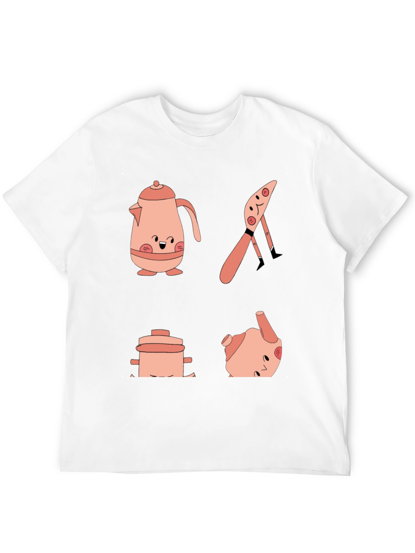 Whimsical Kitchen Friends Graphic Tee - Black