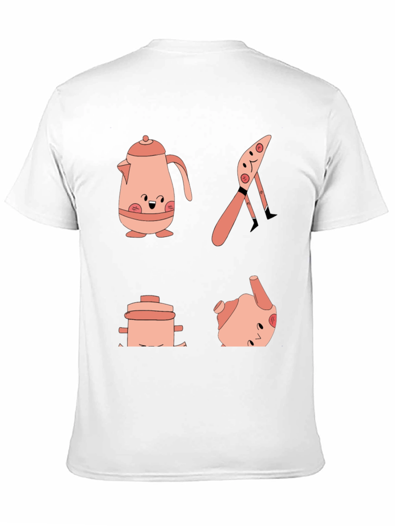 Whimsical Kitchen Friends Graphic Tee - Black