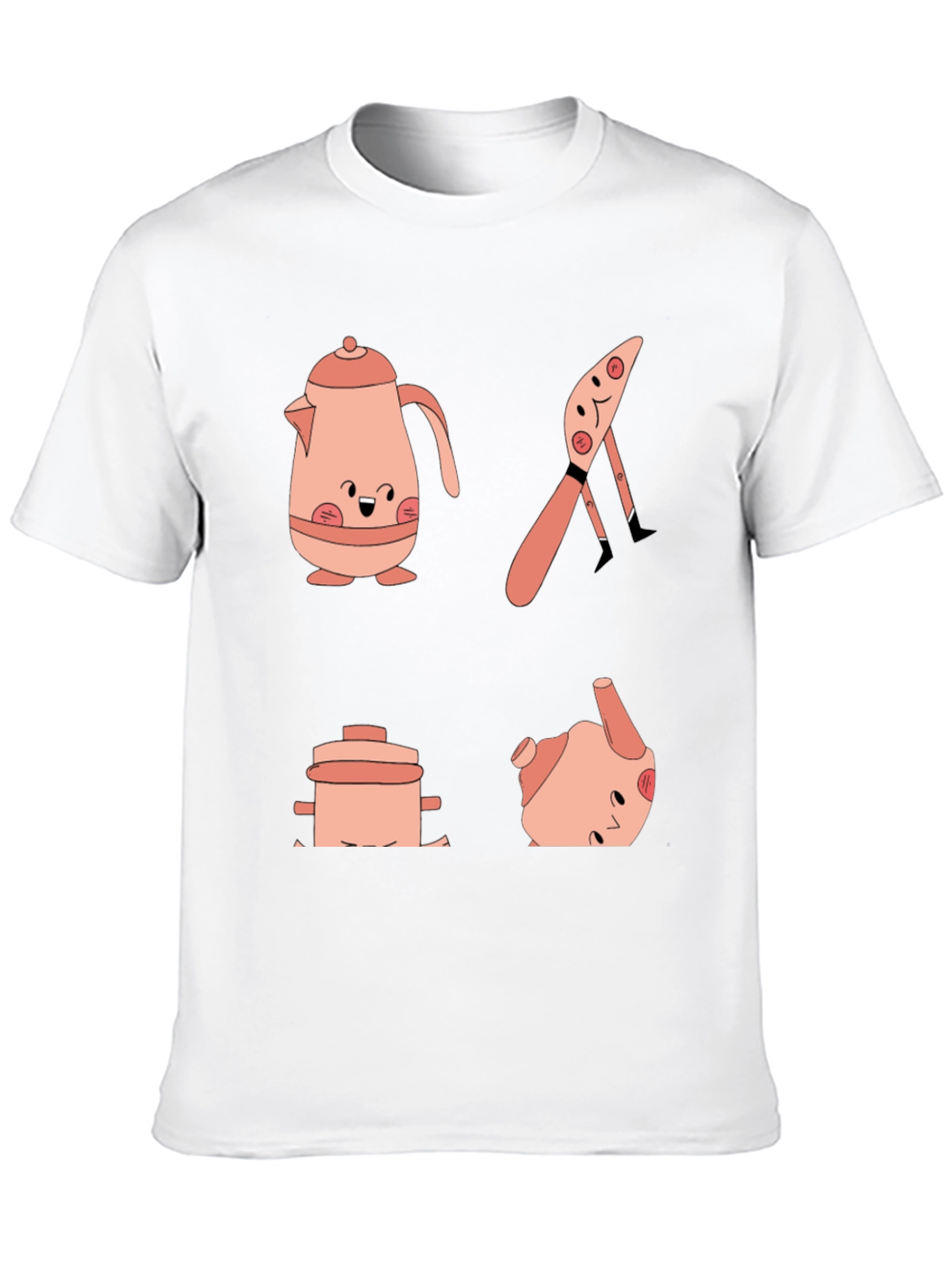Whimsical Kitchen Friends Graphic Tee - Black