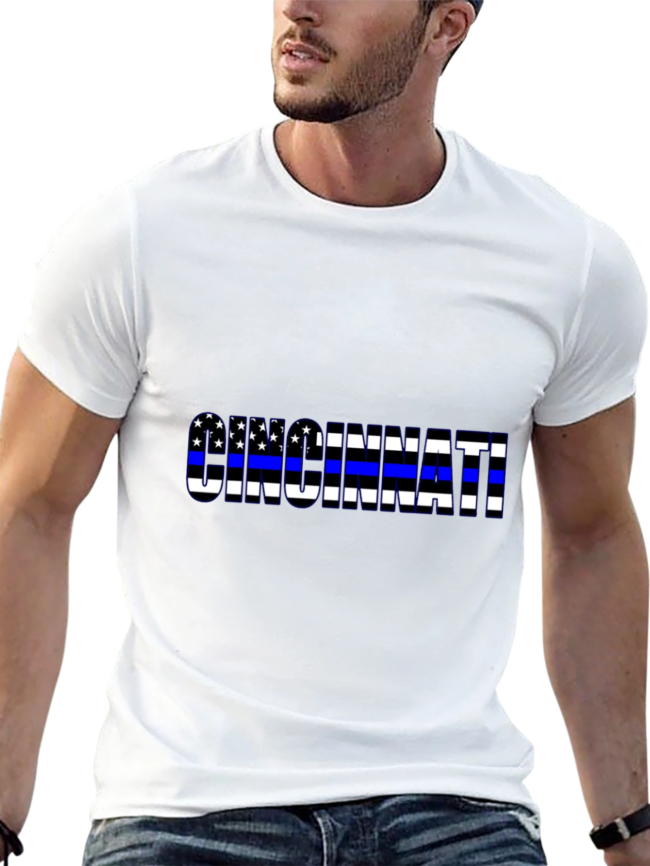 Cincinnati Thin Blue Line Flag T-Shirt