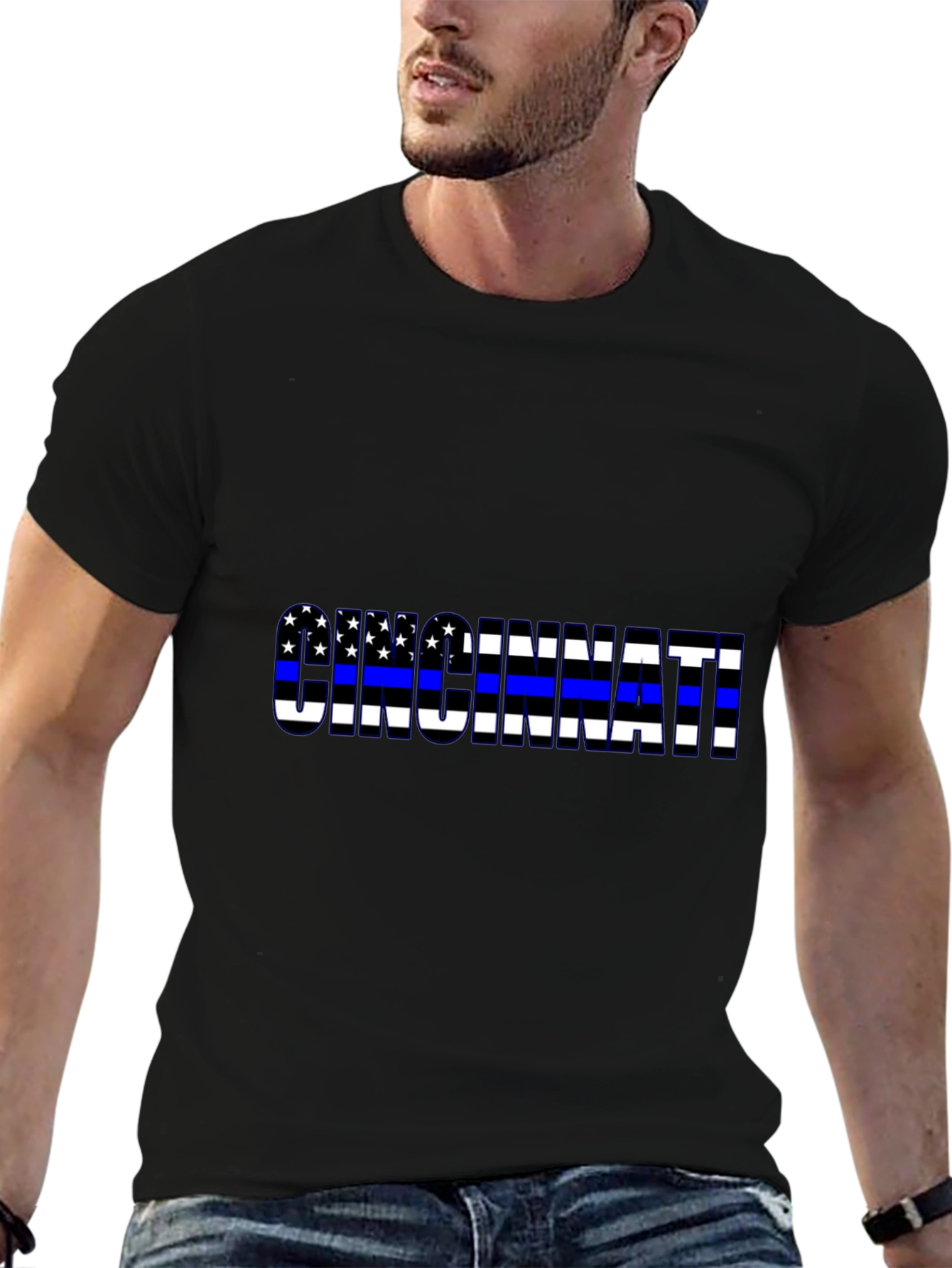 Cincinnati Thin Blue Line Flag T-Shirt