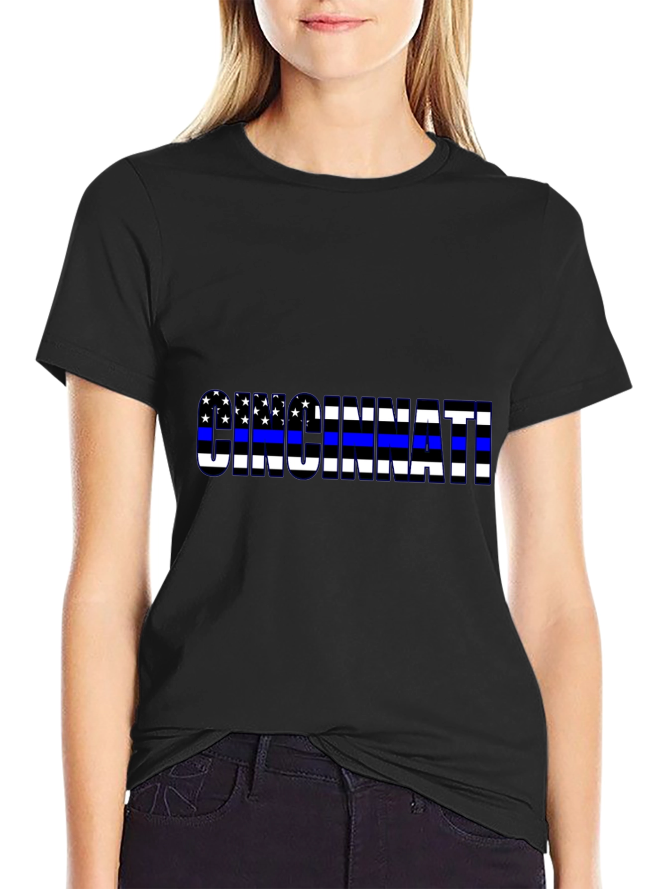 Cincinnati Thin Blue Line Flag T-Shirt