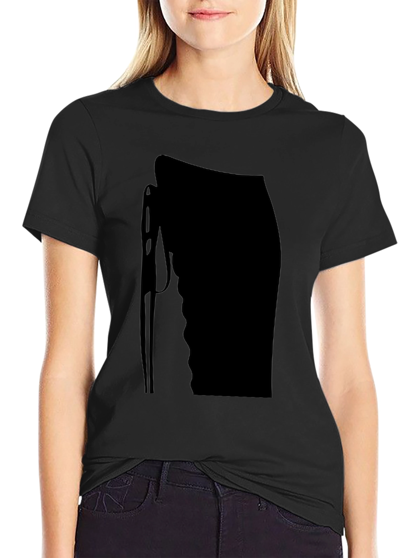 Black T-Shirt with Abstract Needle Design
