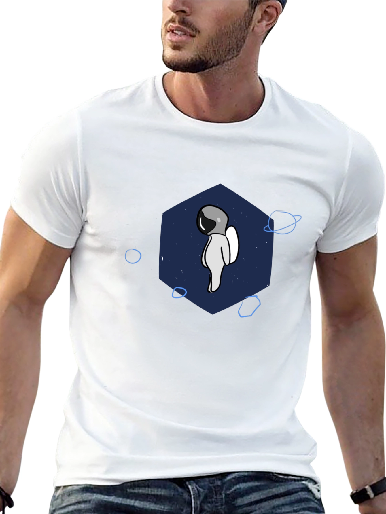 Astronaut Graphic T-Shirt - Black Crew Neck Tee