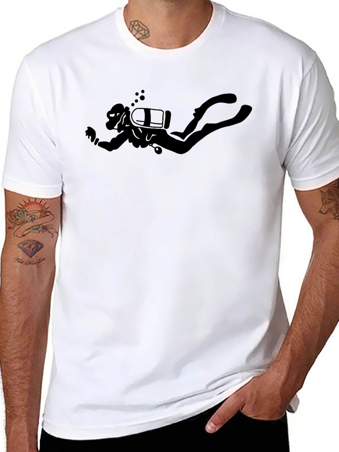 Diver Silhouette Graphic T-Shirt - Black