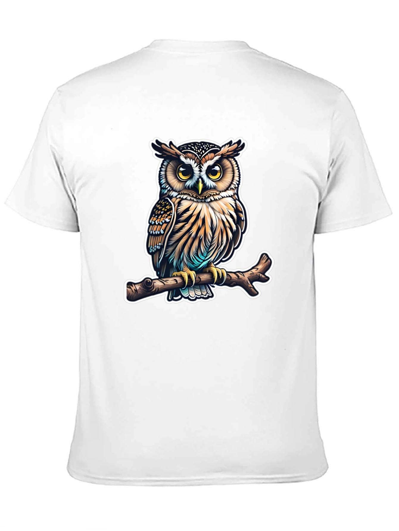 Owl on Branch Graphic Tee - Mens Black T-Shirt