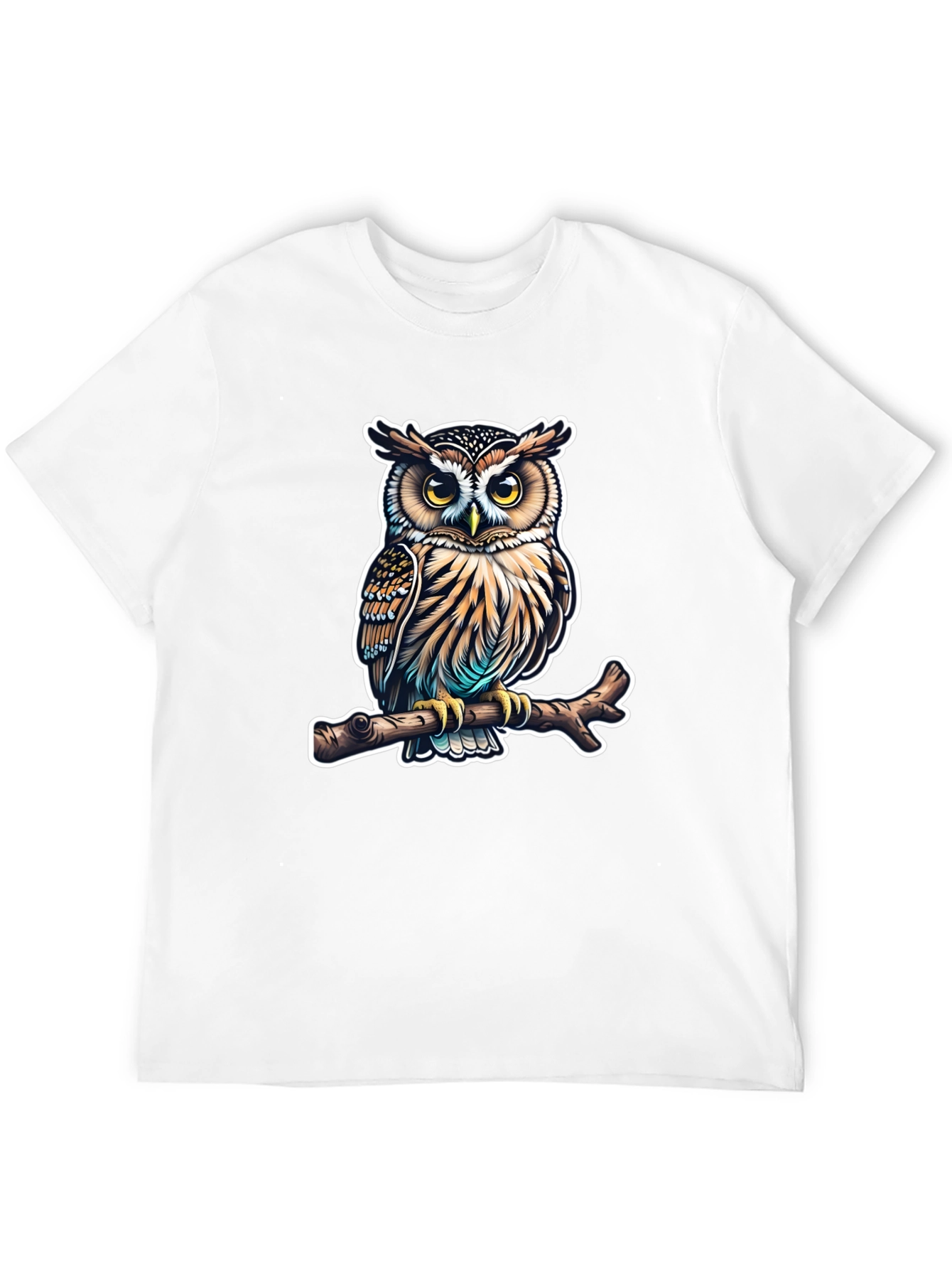 Owl on Branch Graphic Tee - Mens Black T-Shirt