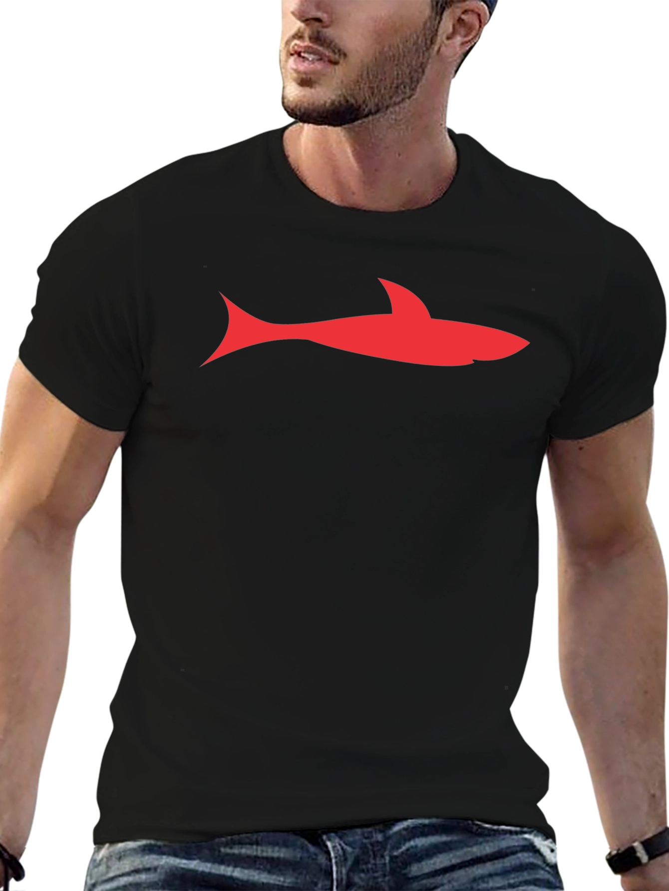 Shark Graphic Tee - Stylish Black Cotton T-Shirt