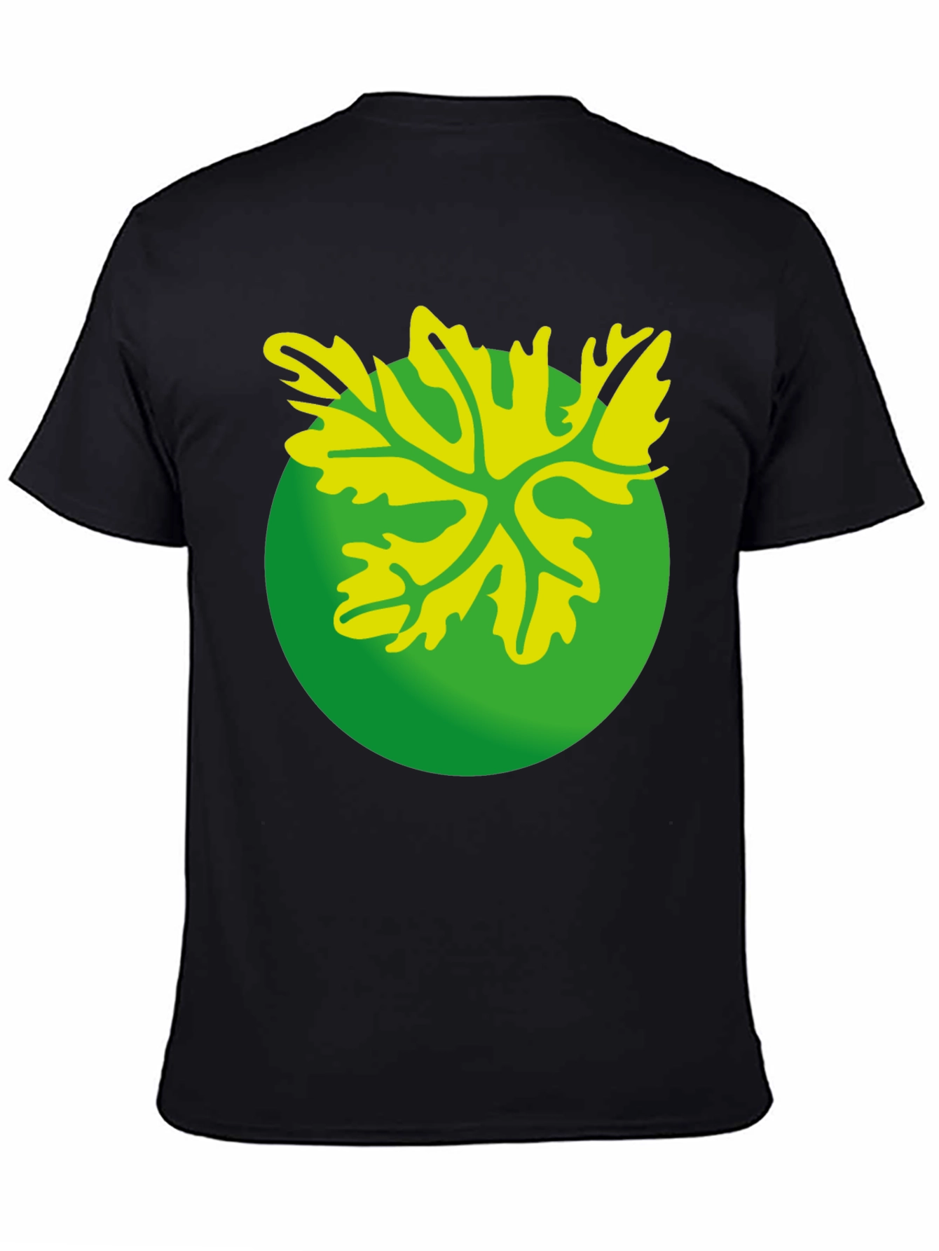 Green Leaf Graphic Black T-Shirt