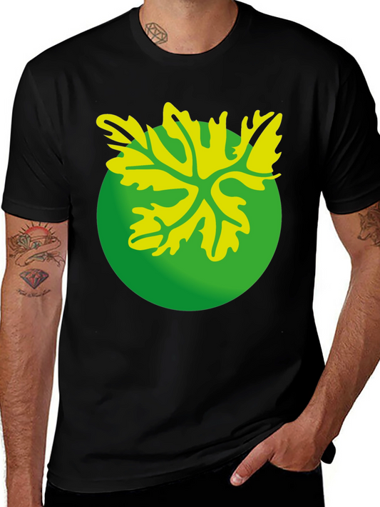 Green Leaf Graphic Black T-Shirt
