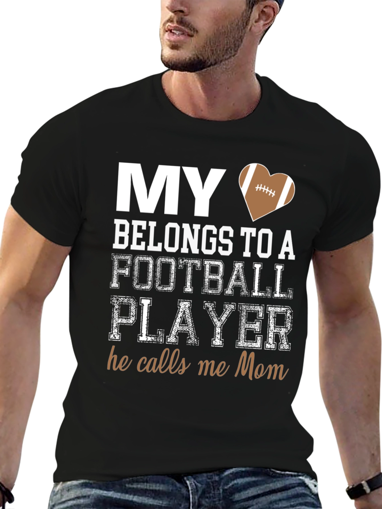 My Heart Belongs to a Football Player Mom T-Shirt