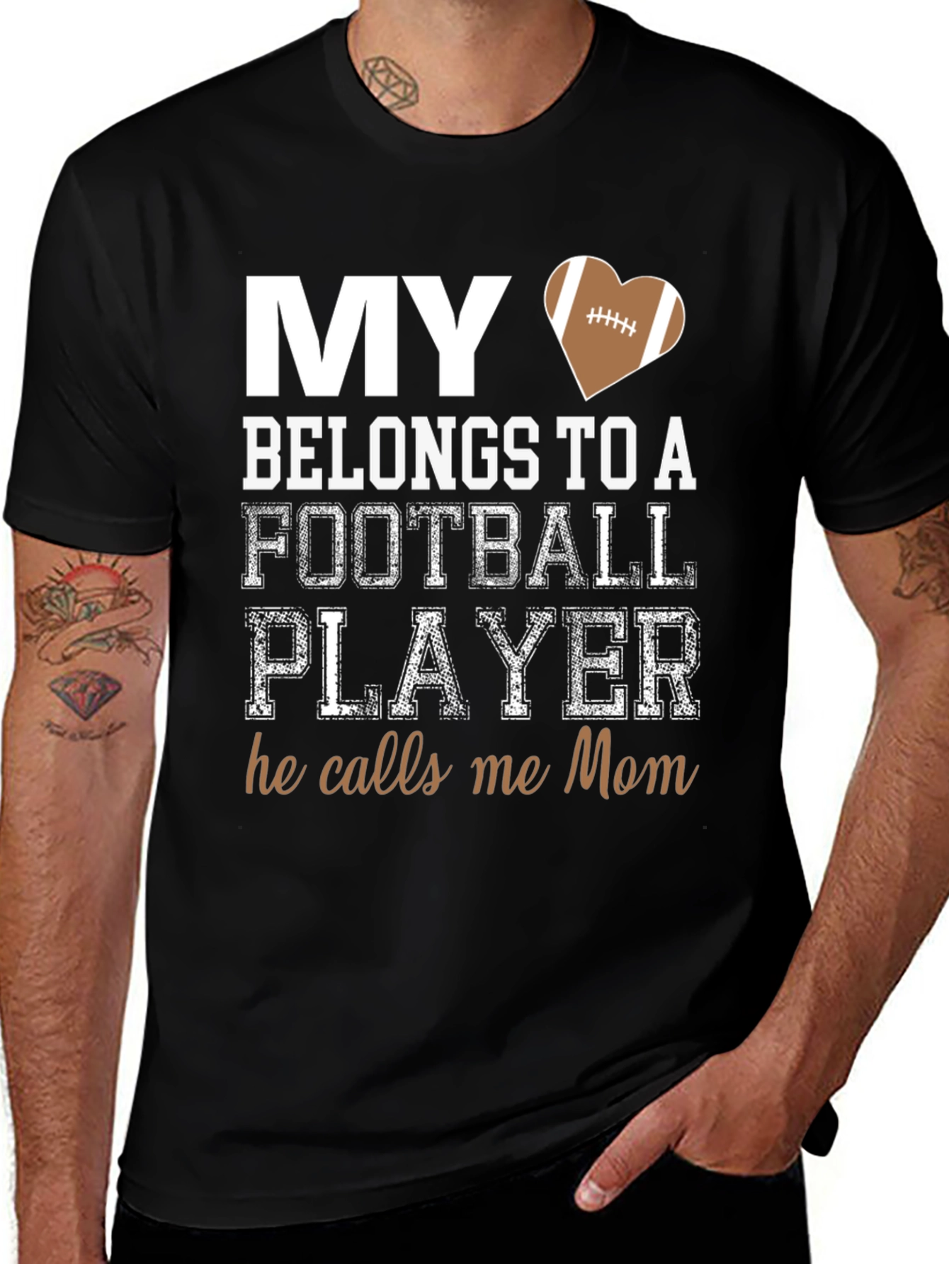 My Heart Belongs to a Football Player Mom T-Shirt