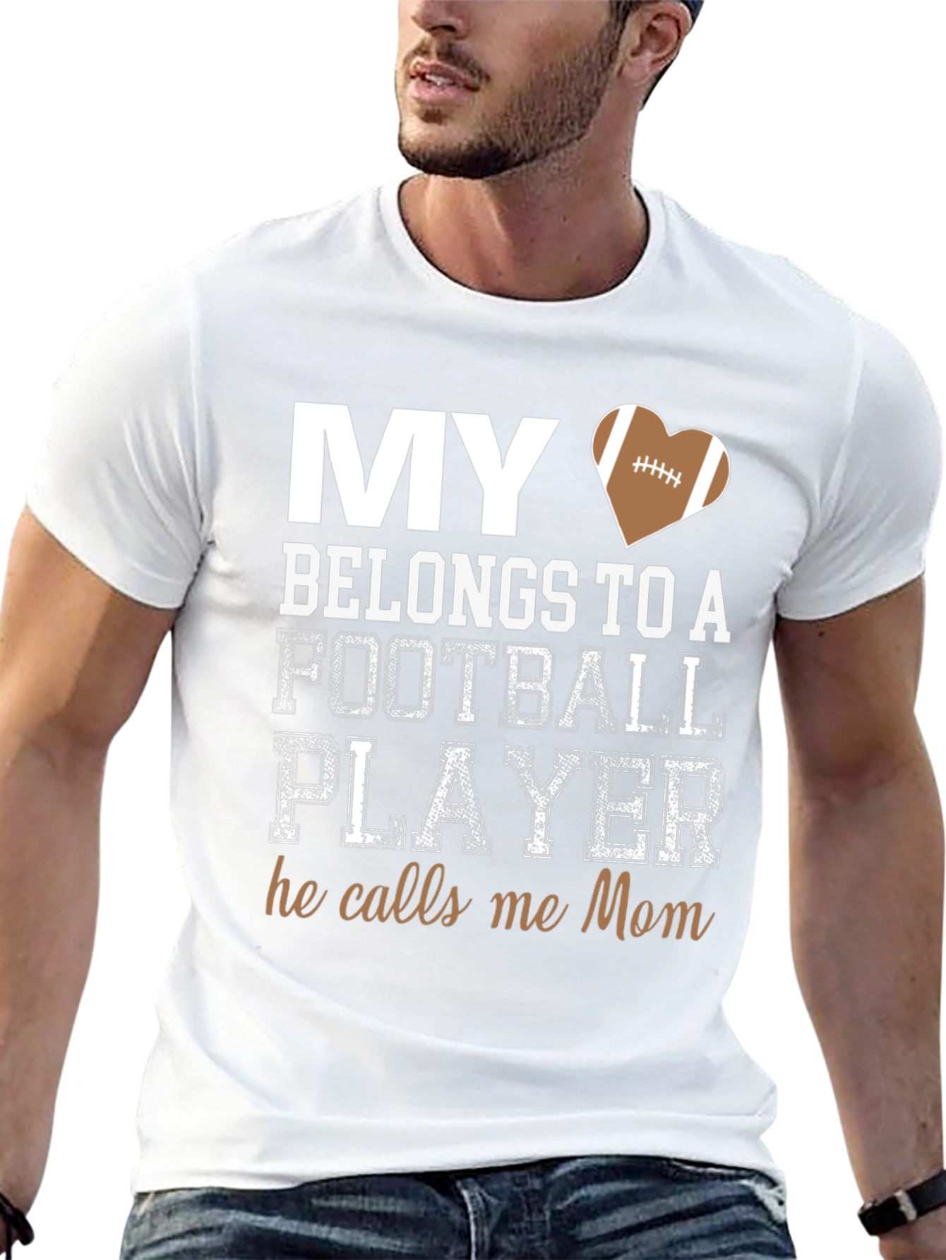 My Heart Belongs to a Football Player Mom T-Shirt