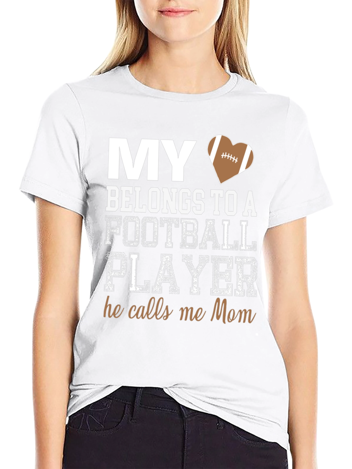 My Heart Belongs to a Football Player Mom T-Shirt