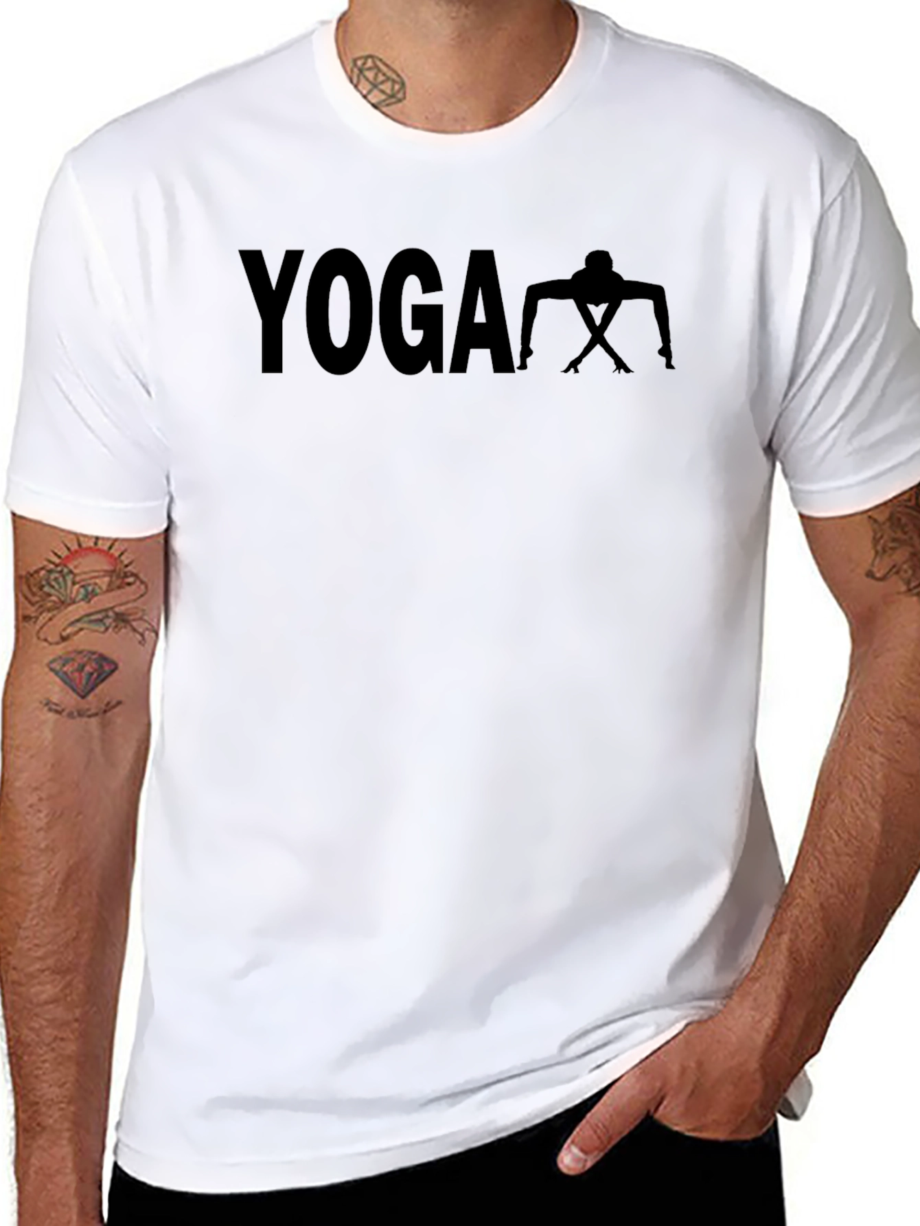 Yoga Pose Graphic Tee - Black Cotton T-Shirt